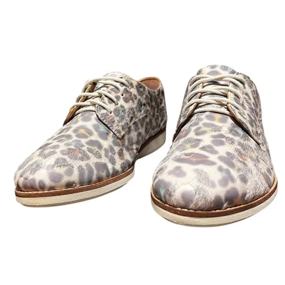 Rollie Women's Lightweight Derby Lace-up Flat Oxfords Rainbow Leopard Size EU 38