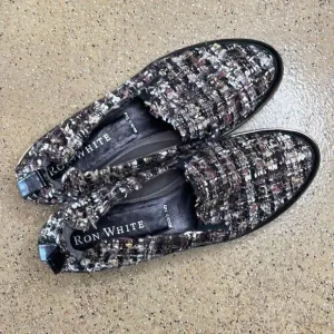 Ron White Sha-Nell Tweed Leather Slip On Loafers 36 Chrome, Black, Pink, Brown