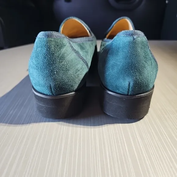 Ron‎ White Suede Slip On Turquoise Loafers Women  Size 9.5 NWOT $365