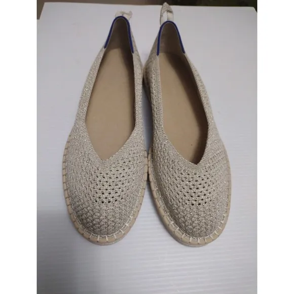 Rothys Shoes Woman's 11 The Espadrille Diamond Metallic  Flat Rothy's NWOT Comfy