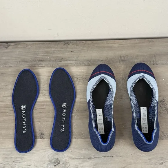 Rothy's Shoes Womens W 6.5 Blue Ballet Round Toe Vegan Comfort Flats Stretch