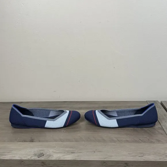 Rothy's Shoes Womens W 6.5 Blue Ballet Round Toe Vegan Comfort Flats Stretch