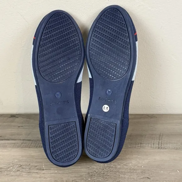 Rothy's Shoes Womens W 6.5 Blue Ballet Round Toe Vegan Comfort Flats Stretch