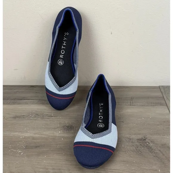 Rothy's Shoes Womens W 6.5 Blue Ballet Round Toe Vegan Comfort Flats Stretch