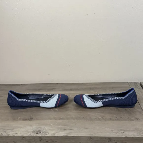 Rothy's Shoes Womens W 6.5 Blue Ballet Round Toe Vegan Comfort Flats Stretch