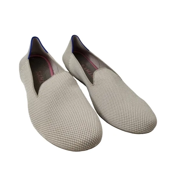 Rothys The Loafer Double Stitch Linen Beige Womens 9.5 Flats Knit Slip On Shoes