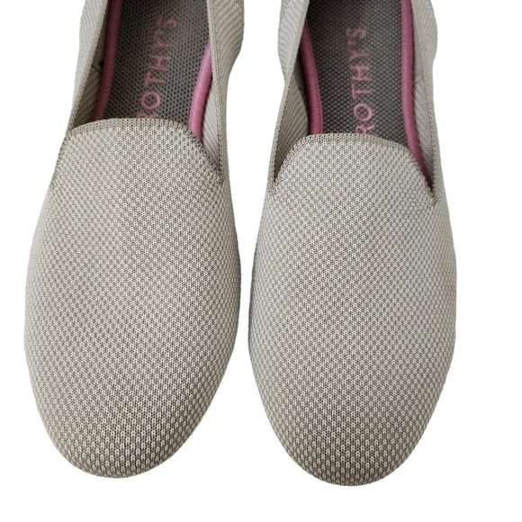 Rothys The Loafer Double Stitch Linen Beige Womens 9.5 Flats Knit Slip On Shoes