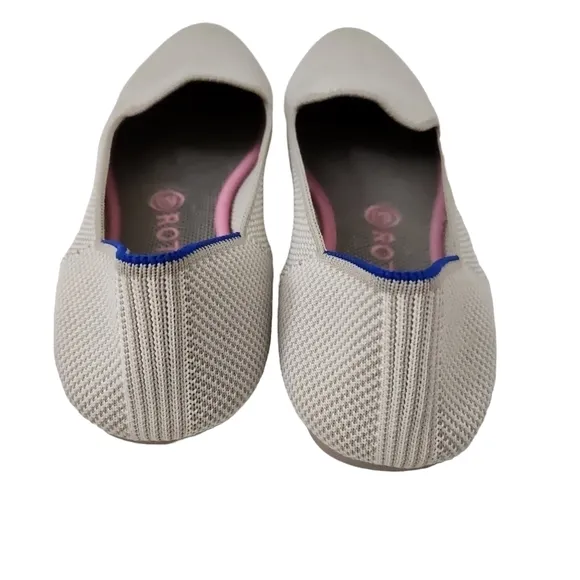 Rothys The Loafer Double Stitch Linen Beige Womens 9.5 Flats Knit Slip On Shoes