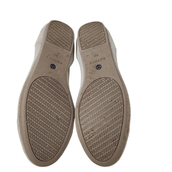 Rothys The Loafer Double Stitch Linen Beige Womens 9.5 Flats Knit Slip On Shoes