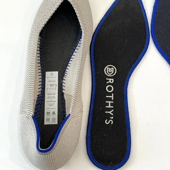 Rothy’s The Point Flats in Flax Birdseye Grey Size 7.5