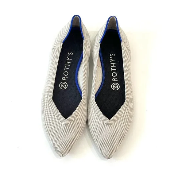 Rothy’s The Point Flats in Flax Birdseye Grey Size 7.5