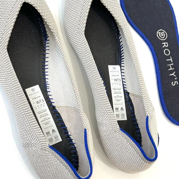 Rothy’s The Point Flats in Flax Birdseye Grey Size 7.5