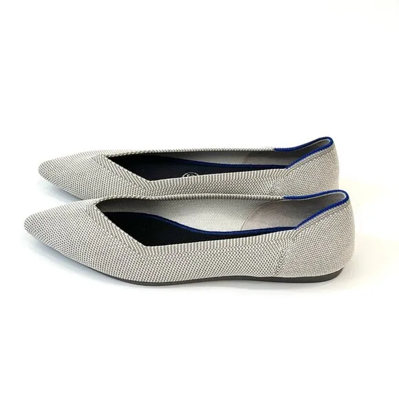 Rothy’s The Point Flats in Flax Birdseye Grey Size 7.5