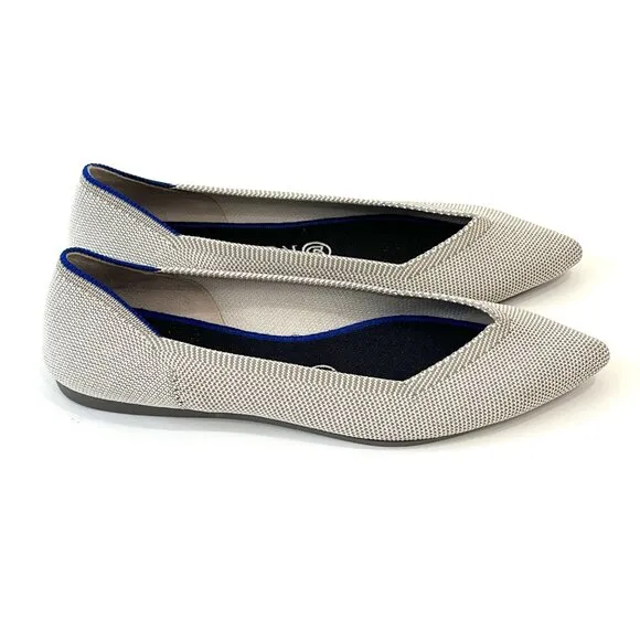 Rothy’s The Point Flats in Flax Birdseye Grey Size 7.5