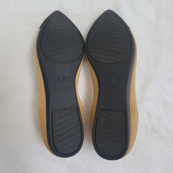 Rothy’s The Point II Captoe Flats Camel Black Knit Shoes Size 7