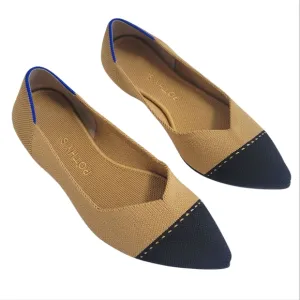 Rothy’s The Point II Captoe Flats Camel Black Knit Shoes Size 7