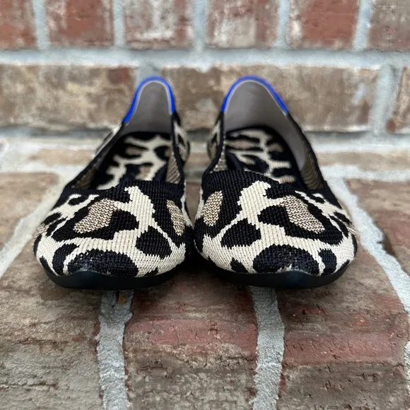 Rothy’s The Point II Washable Flats in Desert Cat Animal Print, Size 7