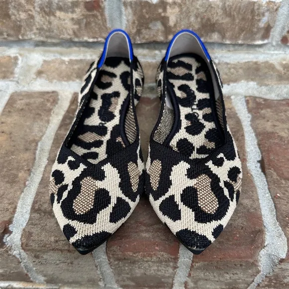 Rothy’s The Point II Washable Flats in Desert Cat Animal Print, Size 7