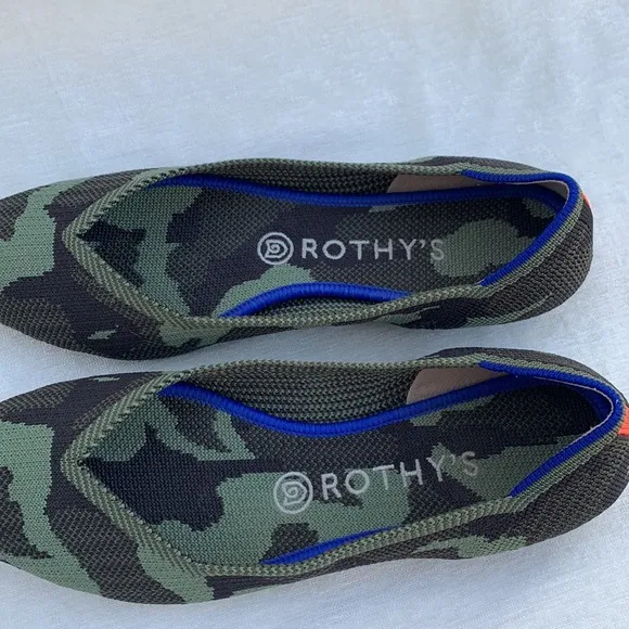 Rothy’s The Point Olive Army Green Camo Pointed Toe Shoes