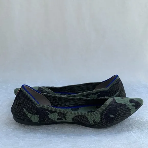 Rothy’s The Point Olive Army Green Camo Pointed Toe Shoes