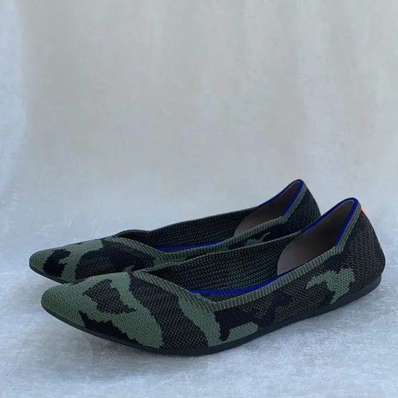 Rothy’s The Point Olive Army Green Camo Pointed Toe Shoes