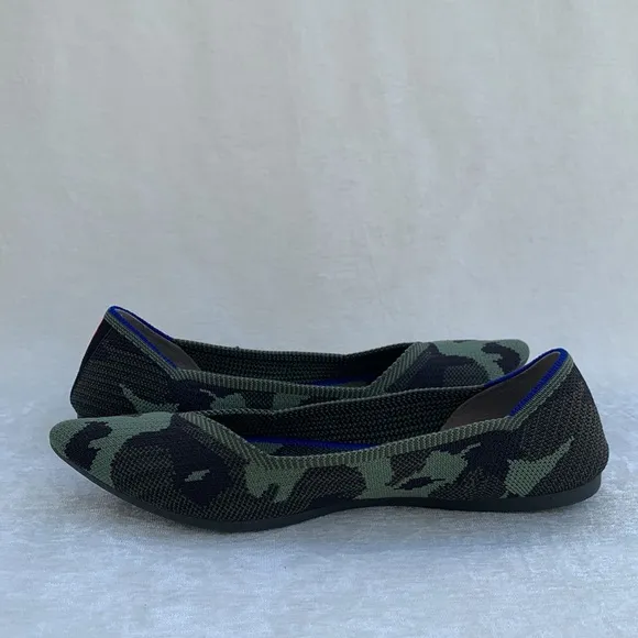 Rothy’s The Point Olive Army Green Camo Pointed Toe Shoes