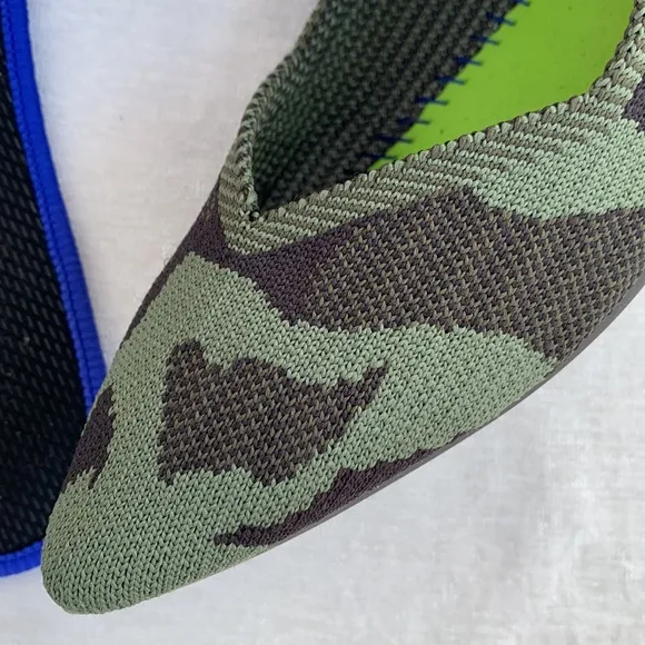 Rothy’s The Point Olive Army Green Camo Pointed Toe Shoes