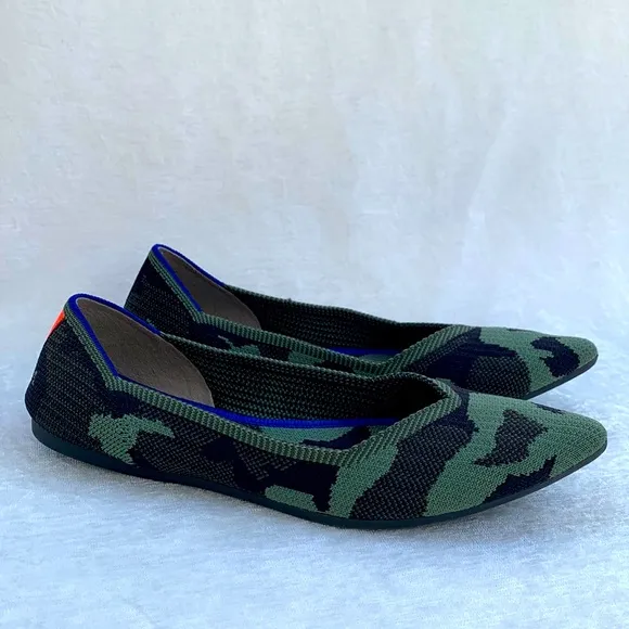 Rothy’s The Point Olive Army Green Camo Pointed Toe Shoes