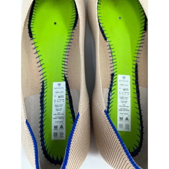 Rothy's The Square Ecru Knit Ballet Flat Women’s US 11 Casual Comfort Shoes
