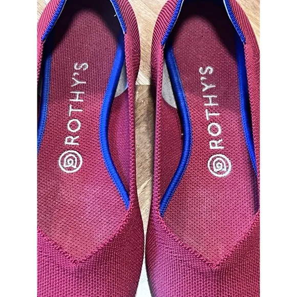 Rothy's Women The Point Classic Red Washable Flats Size 7 - 7.5 Excellent EUC