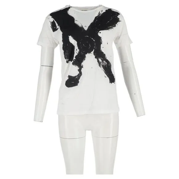 Saint Laurent x Bruce Connor Printed T-Shirt in White Cotton
