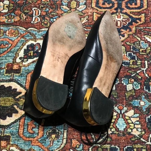 Saks Fifth Avenue Black Lace-Up Leather Flats