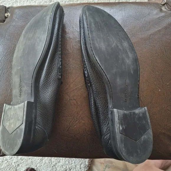 Salvatore Ferragamo Black Leather Loafers. REAL ITALIAN LEATHER!
