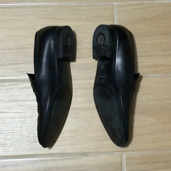 Salvatore Ferragamo Black Leather Slip-On Loafers