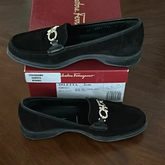 Salvatore Ferragamo Black Loafers w Hardware