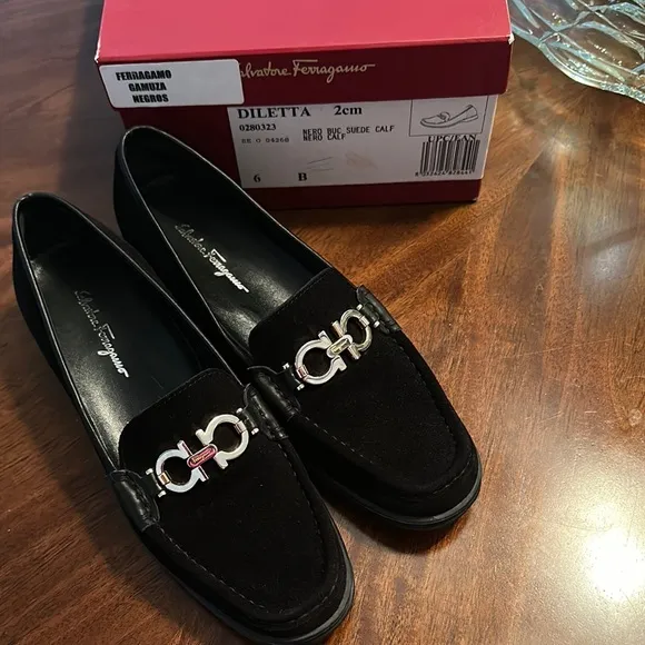 Salvatore Ferragamo Black Loafers w Hardware
