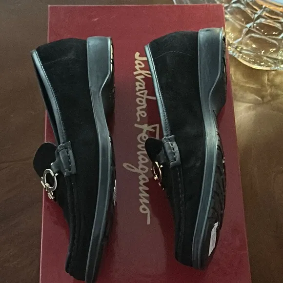Salvatore Ferragamo Black Loafers w Hardware