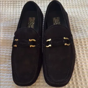 Salvatore Ferragamo Men's Black Loafers Teddy NERO R. BUC SUEDE CAL Authentic