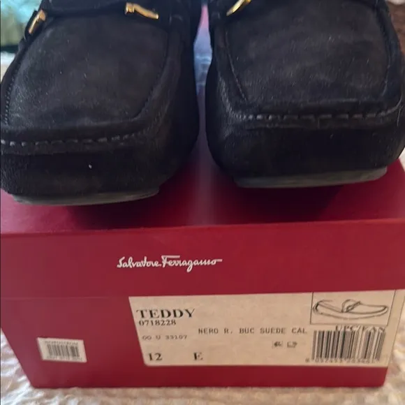 Salvatore Ferragamo Men's Black Loafers Teddy NERO R. BUC SUEDE CAL Authentic