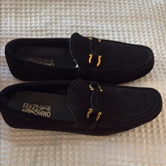 Salvatore Ferragamo Men's Black Loafers Teddy NERO R. BUC SUEDE CAL Authentic
