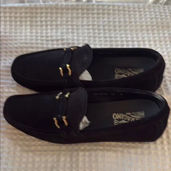 Salvatore Ferragamo Men's Black Loafers Teddy NERO R. BUC SUEDE CAL Authentic