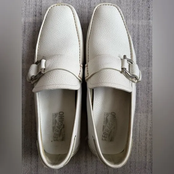 Salvatore Ferragamo Men's White Loafers