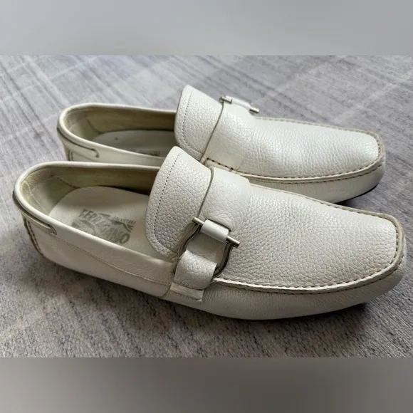 Salvatore Ferragamo Men's White Loafers