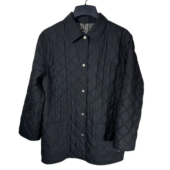 Salvatore Ferragamo quilted snap-up jacket black women's Large poly/nylon