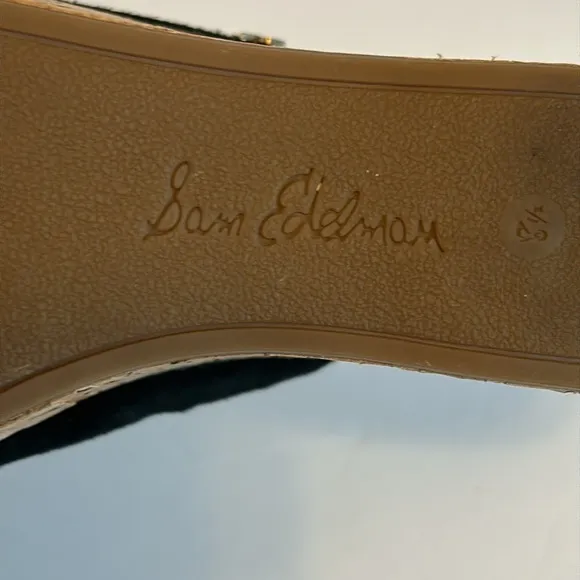 Sam Edelman Black Suede Leather &amp; Cork Platform Slides  Women’s Size 8 1/2