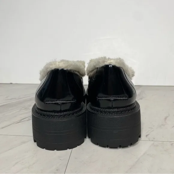 Sam Edelman Laurs Cozy Faux Fur Lug Sole Black Loafer 8 1/2 M