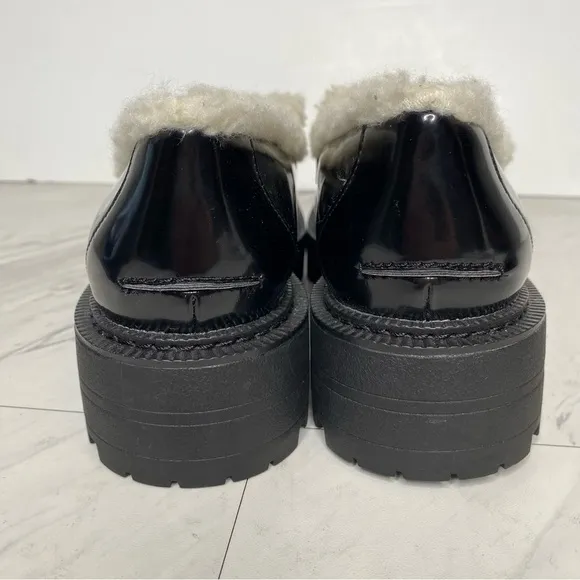Sam Edelman Laurs Cozy Faux Fur Lug Sole Black Loafer 8 1/2 M