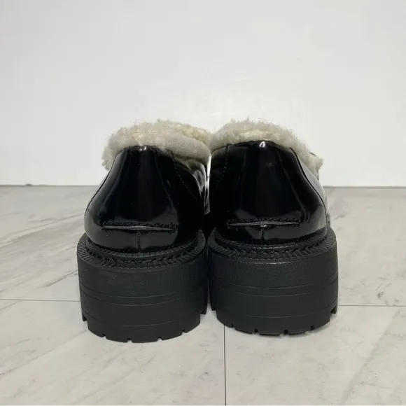 Sam Edelman Laurs Cozy Faux Fur Lug Sole Black Loafer 9M