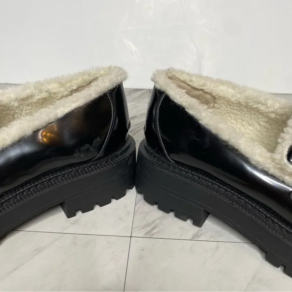 Sam Edelman Laurs Cozy Faux Fur Lug Sole Black Loafer 9M