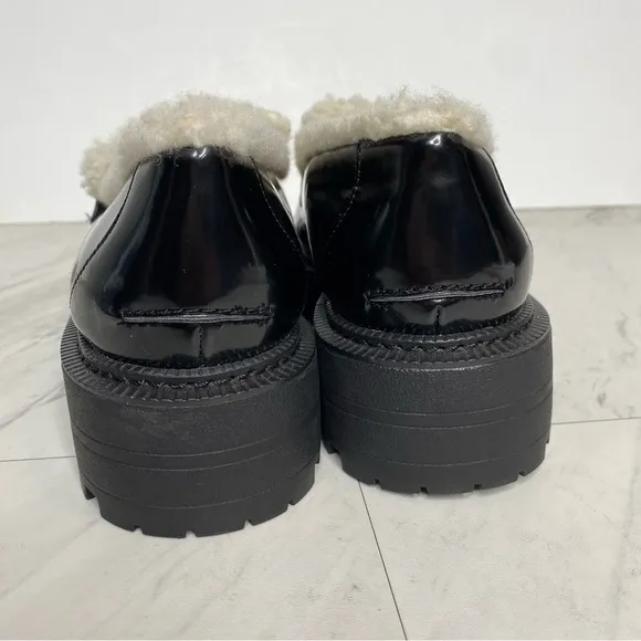 Sam Edelman Laurs Cozy Faux Fur Lug Sole Black Loafer 9M